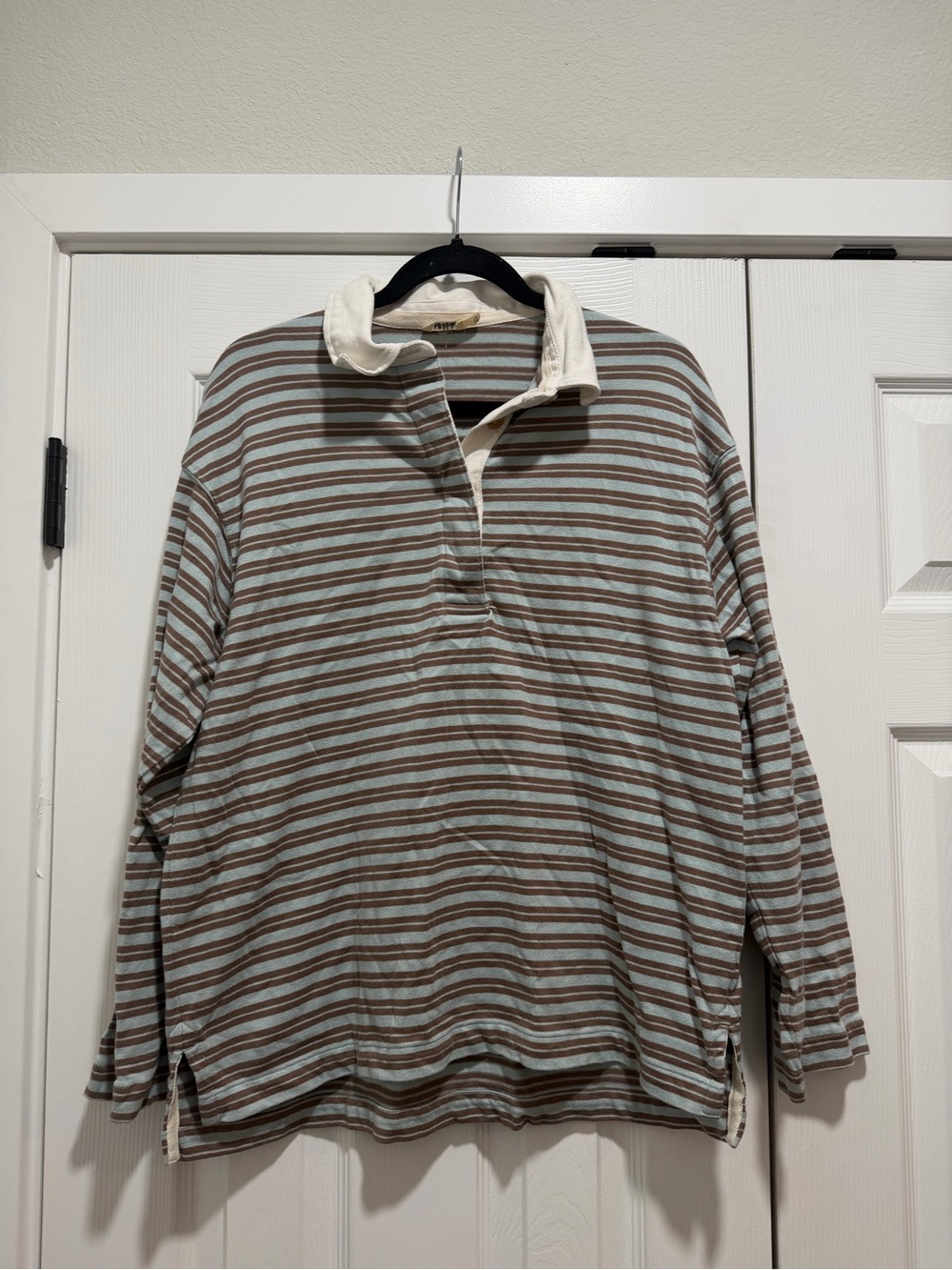 FAHERTY Stripe Rugby 100% Organic Cotton Shirt Size Small